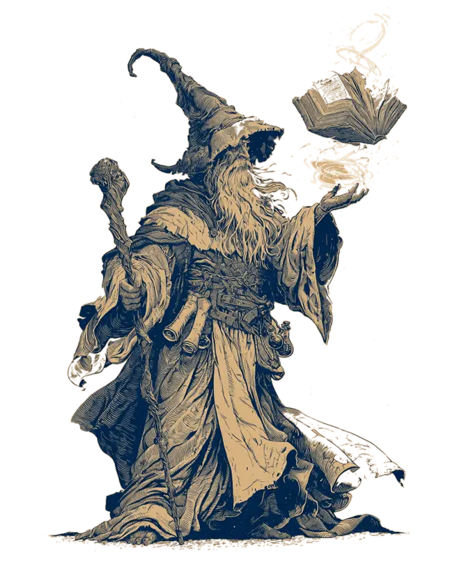 Party member portrait: an elderly archmage.