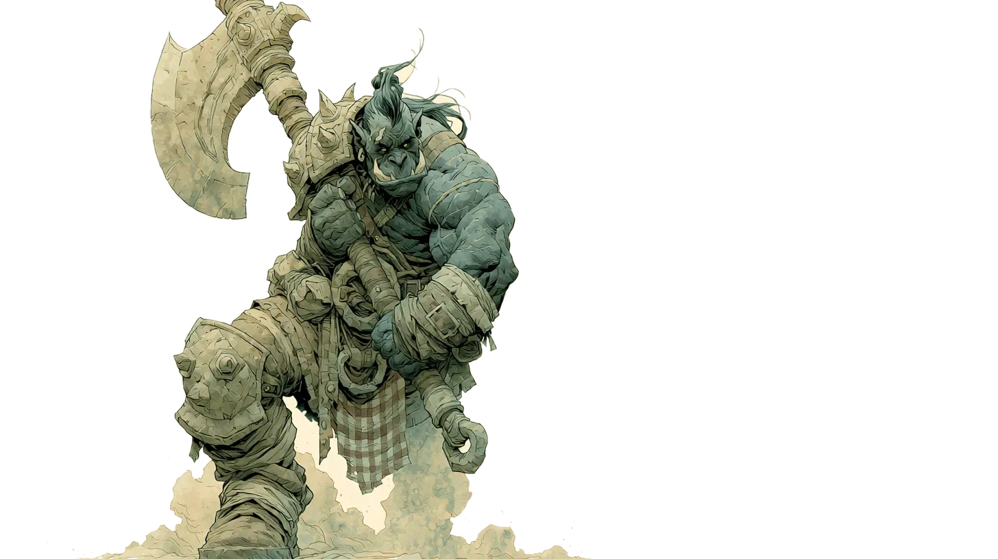 An orc-blooded barbarian character