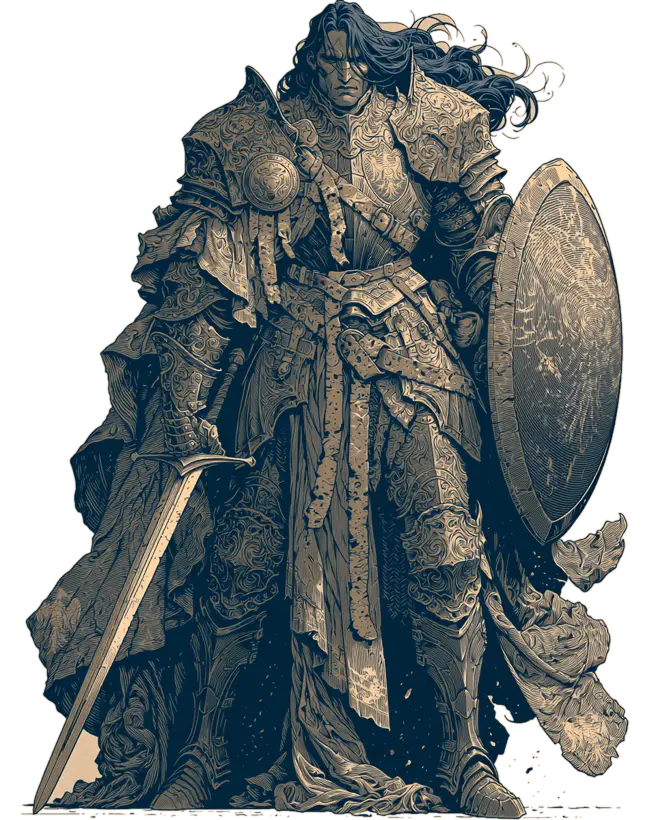 Party member portrait: an armored paladin.